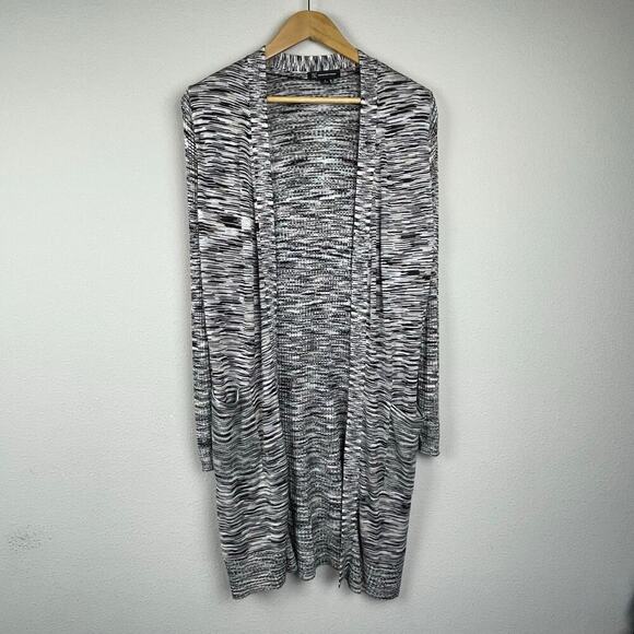 INC Intl Concepts Women's Black Tan Cardigan Duster M Open Front Boho - Picture 1 of 7